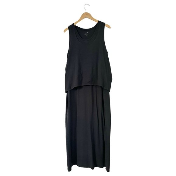 Pure Jill Racer-Back Dress Layered Tank Dress Lagenlook Black Size Large - Picture 6 of 9